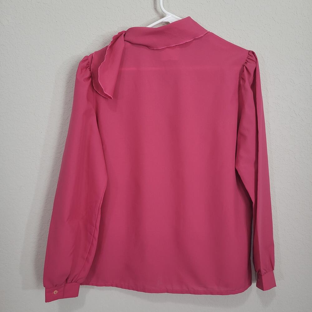 Vintage Blouse Donnkenny Women Size 10 / 12 Pink Bow neck office 80s 90s Office - Picture 2 of 11
